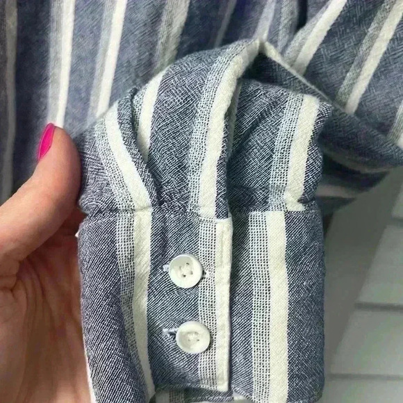 Anthropologie Cloth & Stone Linen Blend Striped Button Up Crop Top Size XS - Picture 4 of 10